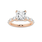3.48 ctw Asscher Lab-Grown Diamond Marquise Side Stone Engagement Ring in 14K Rose Gold for Women | Colorless D, VVS1 Clarity, IGI Certified 3.00 ct Center Diamond