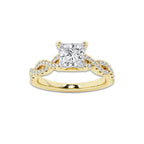 1.25 ctw Princess Lab-Grown Diamond Twisted Shank Engagement Ring in 14K Yellow Gold for Women | E Color, VS1 Clarity, IGI Certified 1.00 ct Center Diamond