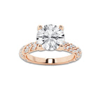 2.44 ctw Round Lab-Grown Diamond Twisted Band Engagement Ring in 14K Rose Gold for Women | Colorless E, VS1 Clarity, IGI Certified 2.00 ct Center Diamond