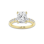 3.52 ctw Elongated Cushion Lab-Grown Diamond Side Stone Engagement Ring in 14K Yellow Gold for Women | Colorless E, VS1 Clarity, IGI Certified 3.00 Ct Center Diamond
