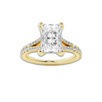 1.83 ctw Radiant Lab-Grown Diamond Split Shank Side Stone Engagement Ring in 14K Yellow Gold for Women | Colorless D, VVS1 Clarity, IGI Certified 1.50 ct Center Diamond