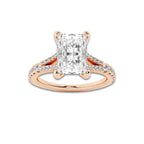 2.33 ctw Radiant Lab-Grown Diamond Split Shank Side Stone Engagement Ring in 14K Rose Gold for Women | Colorless D, VVS1 Clarity, IGI Certified 2.00 ct Center Diamond