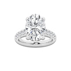6.55 ctw Oval Lab-Grown Diamond Pave Engagement Ring in Platinum for Women | D Color, VVS1 Clarity, IGI Certified 6.00 ct Center Diamond