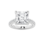 6.40 ctw Asscher Lab-Grown Diamond Hidden Halo Side Stone Engagement Ring in Platinum for Women | Colorless D, VVS1 Clarity, IGI Certified 6.00 ct Center Diamond