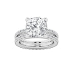 7.22 ctw Cushion Lab-Grown Diamond Double Row Diamond Engagement Ring in 14K White Gold for Women | Colorless D, VVS1 Clarity, IGI Certified 6.00 ct Center Diamond