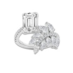 4 2/3 ctw Emerald Lab Grown Diamond Nature Inspired Side Stone Engagement Ring Platinum, D, VVS | 3 ct Center