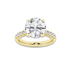 5.43 ctw Round Lab-Grown Diamond Pave Engagement Ring in 14K Yellow Gold for Women | D Color, VVS1 Clarity, IGI Certified 5.00 ct Center Diamond