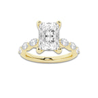 1.91 ctw Radiant Lab-Grown Diamond Marquise Side Stone Engagement Ring in 14K Yellow Gold for Women | Colorless D, VVS1 Clarity, IGI Certified 1.50 ct Center Diamond