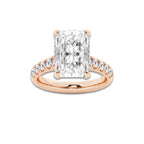 6.55 ctw Radiant Lab-Grown Diamond Pave Engagement Ring in 14K Rose Gold for Women | D Color, VVS1 Clarity, IGI Certified 6.00 ct Center Diamond