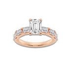 Katie 2 3/4 ctw Emerald Lab Grown Diamond Side Stone Solitaire Engagement Ring 14K Rose Gold, D, VVS | IGI Certified, 1 1/2 ct Center