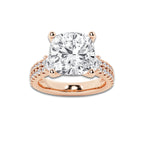 8.96 ctw Cushion Lab-Grown Diamond Three Stone Double Row Engagement Ring in 14K Rose Gold for Women | E Color, VS1 Clarity, IGI Certified 8.00 ct Center Diamond