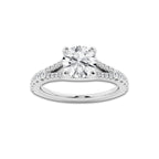 1.08 ctw Round Lab-Grown Diamond Split Shank Side Stone Engagement Ring in Platinum for Women | Colorless E, VS1 Clarity, IGI Certified 0.75 ct Center Diamond