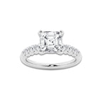 3.54 Ct Asscher Lab-Grown Diamond Half Eternity Engagement Ring in Platinum for Female, Colorless (D), VVS1 Clarity | IGI Certified, 3.00 Ct Center Diamond