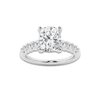 3.52 Ct Elongated Cushion Lab-Grown Diamond Half Eternity Engagement Ring in 14K White Gold for Female, Colorless (D), VVS1 Clarity | IGI Certified, 3.00 Ct Center Diamond