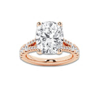 7.66 ctw Elongated Cushion Lab-Grown Diamond Split Shank Side Stone Engagement Ring in 14K Rose Gold for Women | Colorless E, VS1 Clarity, IGI Certified 7.00 ct Center Diamond