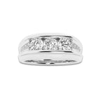1 ctw Round Lab Grown Diamond Men's Channel Set Wedding Band 14K White Gold, DE, VS1