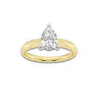 1.50 ctw Pear Lab-Grown Diamond Minimalist Engagement Ring in 14K White Gold And Yellow Gold for Women | D Color, VVS1 Clarity, IGI Certified