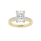 3.04 ctw Radiant Lab-Grown Diamond Side Stone Engagement Ring in 14K Yellow Gold for Women | Colorless D, VVS1 Clarity, IGI Certified 2.50 Ct Center Diamond