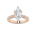 3.44 ctw Marquise Lab-Grown Diamond Twisted Band Engagement Ring in 14K Rose Gold for Women | Colorless E, VS1 Clarity, IGI Certified 3.00 ct Center Diamond