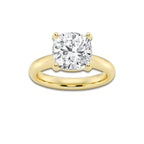 4.00 ctw Cushion Lab-Grown Diamond Minimalist Engagement Ring in 14K Yellow Gold for Women | D Color, VVS1 Clarity, IGI Certified