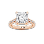 4.35 ctw Asscher Lab-Grown Diamond Hidden Halo Side Stone Engagement Ring in 18K Rose Gold for Women | Colorless E, VS1 Clarity, IGI Certified 4.00 ct Center Diamond