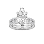 3.39 ctw Pear Lab-Grown Diamond Double Row Diamond Engagement Ring in Platinum for Women | Colorless D, VVS1 Clarity, IGI Certified 2.50 ct Center Diamond