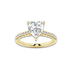 2.24 ctw Heart Lab-Grown Diamond Hidden Halo Side Stone Engagement Ring in 18K Yellow Gold for Women | Colorless E, VS1 Clarity, IGI Certified 2.00 ct Center Diamond