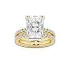 7.22 ctw Radiant Lab-Grown Diamond Double Row Diamond Engagement Ring in 14K Yellow Gold for Women | Colorless D, VVS1 Clarity, IGI Certified 6.00 ct Center Diamond