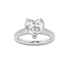 3.40 ctw Heart Lab-Grown Diamond Pave Engagement Ring in 14K White Gold for Women | E Color, VS1 Clarity, IGI Certified 3.00 ct Center Diamond