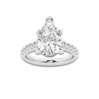 4.43 ctw Pear Lab-Grown Diamond Pave Engagement Ring in Platinum for Women | E Color, VS1 Clarity, IGI Certified 4.00 ct Center Diamond