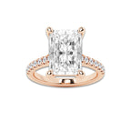 6.47 ctw Radiant Lab-Grown Diamond Hidden Halo Side Stone Engagement Ring in 18K Rose Gold for Women | Colorless D, VVS1 Clarity, IGI Certified 6.00 ct Center Diamond