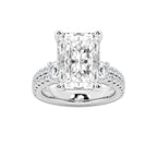 8.96 ctw Radiant Lab-Grown Diamond Three Stone Double Row Engagement Ring in Platinum for Women | E Color, VS1 Clarity, IGI Certified 8.00 ct Center Diamond