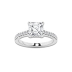 2.25 ctw Asscher Lab-Grown Diamond Hidden Halo Side Stone Engagement Ring in 18K White Gold for Women | Colorless E, VS1 Clarity, IGI Certified 2.00 ct Center Diamond