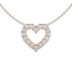 1 ctw Round Lab Grown Diamond Heart Pendant with Adjustable Chain 14K Rose Gold, DE, VS1