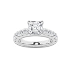 3.50 ctw Asscher Lab-Grown Diamond Split-Prong Set Side Stone Engagement Ring in Platinum for Women | Colorless D, VVS1 Clarity, IGI Certified 2.50 ct Center Diamond