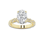 5.42 ctw Oval Lab-Grown Diamond Twisted Band Engagement Ring in 14K Yellow Gold for Women | Colorless E, VS1 Clarity, IGI Certified 5.00 ct Center Diamond