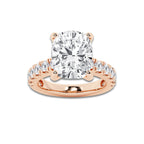 8.00 ctw Elongated Cushion Lab-Grown Diamond Split-Prong Set Side Stone Engagement Ring in 14K Rose Gold for Women | Colorless D, VVS1 Clarity, IGI Certified 7.00 ct Center Diamond