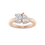 Laurel 2 ctw Toi Et Moi Pear and Oval Engagement Ring 14K Rose Gold, D, VVS | IGI Certified