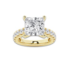 9.00 ctw Princess Lab-Grown Diamond Split-Prong Set Side Stone Engagement Ring in 14K Yellow Gold for Women | Colorless D, VVS1 Clarity, IGI Certified 8.00 ct Center Diamond