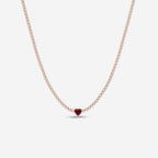 5.9 mm Heart Shaped Created Ruby and 6 5/8 ctw Round Lab Grown Diamond Necklace 14K Rose Gold
