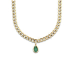 12x8 mm Pear Cut Lab Grown Emerald Solitaire Necklace 14K Yellow Gold