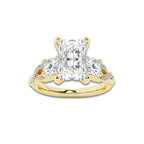 1.98 ctw Radiant Lab-Grown Diamond Side Stone Engagement Ring in 14K Yellow Gold for Women | Colorless D, VVS1 Clarity, IGI Certified 1.50 ct Center Diamond