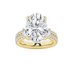 7.96 ctw Oval Lab-Grown Diamond Three Stone Double Row Engagement Ring in 14K Yellow Gold for Women | D Color, VVS1 Clarity, IGI Certified 7.00 ct Center Diamond