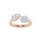 Symphony 1 1/2 Toi Et Moi Pear and Oval Ring 14K Rose Gold, DE, VS1