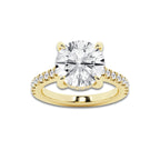 4.35 ctw Round Lab-Grown Diamond Hidden Halo Side Stone Engagement Ring in 18K Yellow Gold for Women | Colorless D, VVS1 Clarity, IGI Certified 4.00 ct Center Diamond