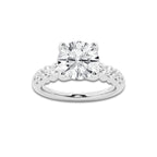 3.04 ctw Round Lab-Grown Diamond Side Stone Engagement Ring in 14K White Gold for Women | Colorless D, VVS1 Clarity, IGI Certified 2.50 Ct Center Diamond