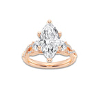 6.61 ctw Marquise Lab-Grown Diamond Side Stone Engagement Ring in 14K Rose Gold for Women | Colorless D, VVS1 Clarity, IGI Certified 6.00 ct Center Diamond