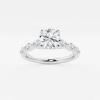 1.16 ctw Round Lab-Grown Diamond Marquise Side Stone Engagement Ring in Platinum for Women | Colorless E, VS1 Clarity, IGI Certified 0.75 ct Center Diamond