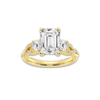 7.61 ctw Emerald Lab-Grown Diamond Side Stone Engagement Ring in 14K Yellow Gold for Women | Colorless D, VVS1 Clarity, IGI Certified 7.00 ct Center Diamond