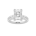 2.54 ctw Radiant Lab-Grown Diamond Side Stone Engagement Ring in 14K White Gold for Women | Colorless E, VS1 Clarity, IGI Certified 2.00 Ct Center Diamond
